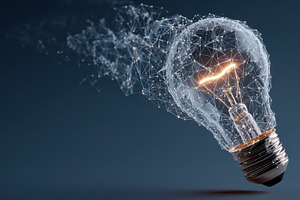 Glowing Lightbulb Innovation Network, a Photo by Pixeness Studio