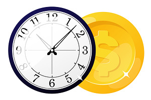 Watch and gold coin with dollar, a Finance Illustration by Vectorbuum