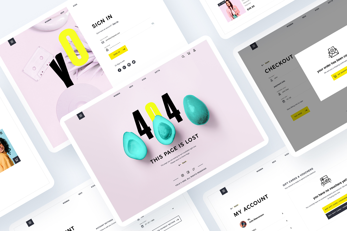 Yolo Shop UI KIT, a Product Mockup by Julia Shagofferova (Photo 2 of 11)