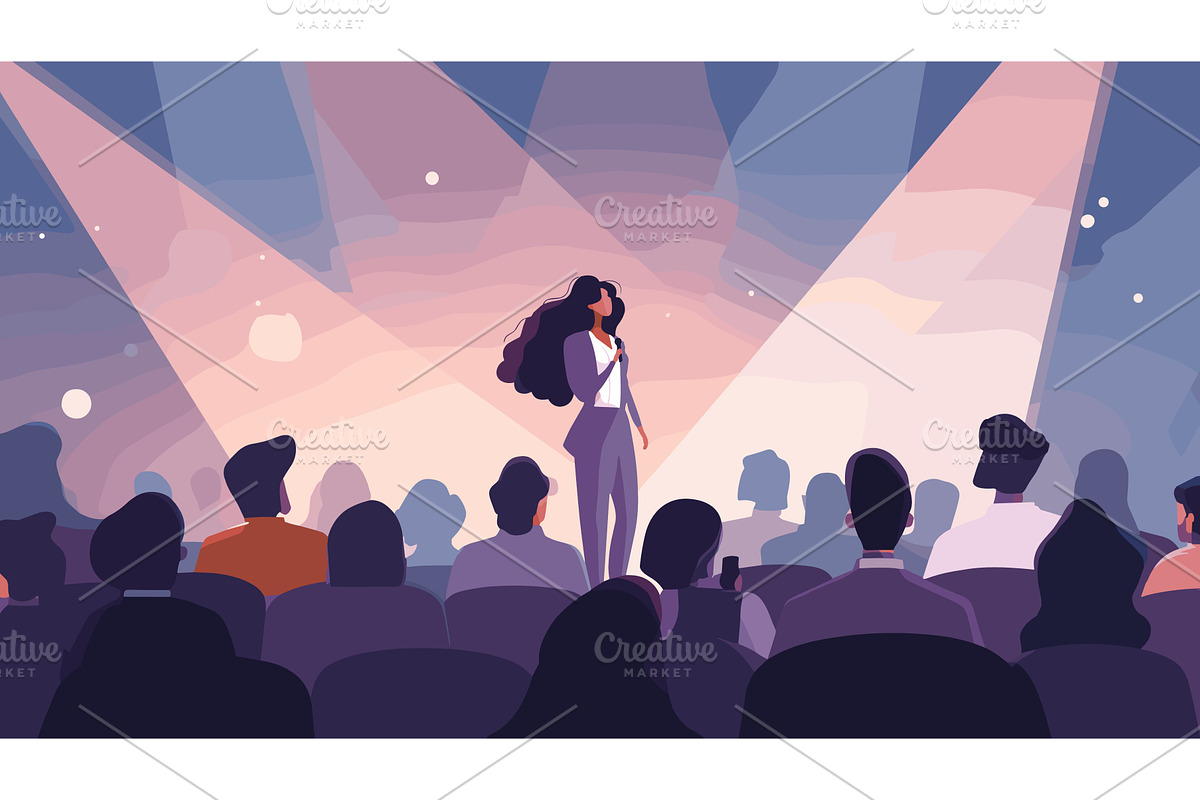 Woman speaker stage. Businesswoman, a Person Illustration by Stock-Smart-Start