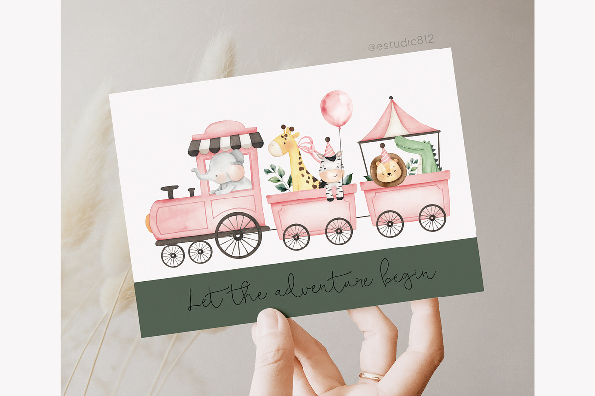Safari pink train, an Animal Illustration by Estudio 812 (Photo 7 of 9)