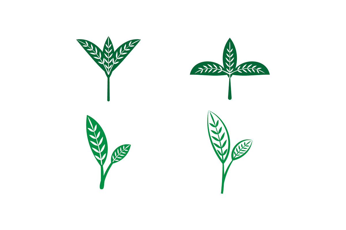 Green Leaf Icons Set, a Work Illustration by Lakhan1998 (Photo 3 of 5)