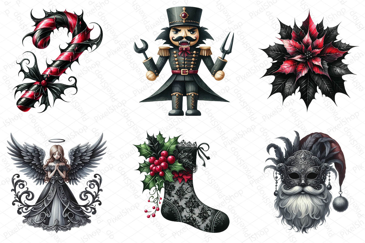 Gothic Christmas Day Clipart Bundle, an Illustration by DreamPrint404 (Photo 4 of 6)