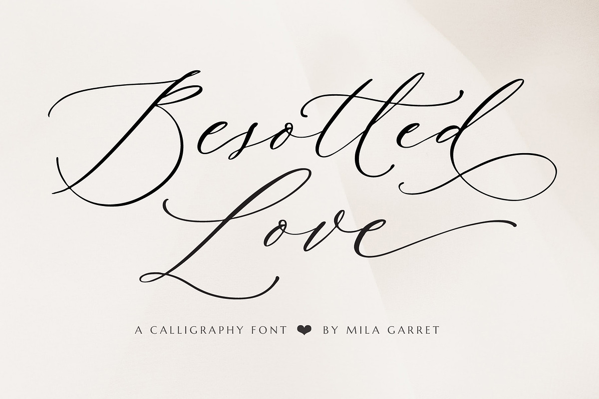 Besotted  Wedding Calligraphy Font, a Script Font by Mila Garret (Photo 1 of 14)