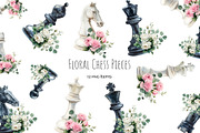 Watercolor floral chess pieces, an Object Illustration by Art and Funny (Thumbnail 1 of 3)