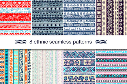 8 Unique ethnic seamless patterns