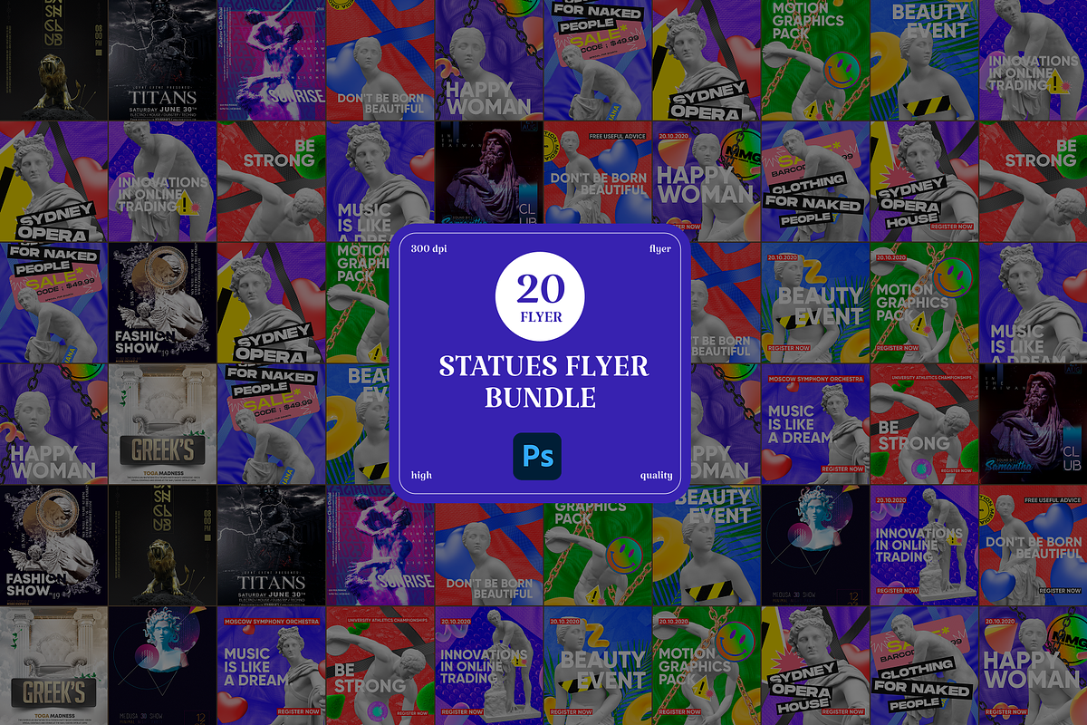 20 Antique Statues Flyer Bundle, a Social Media Template by PopotLane (Photo 1 of 5)