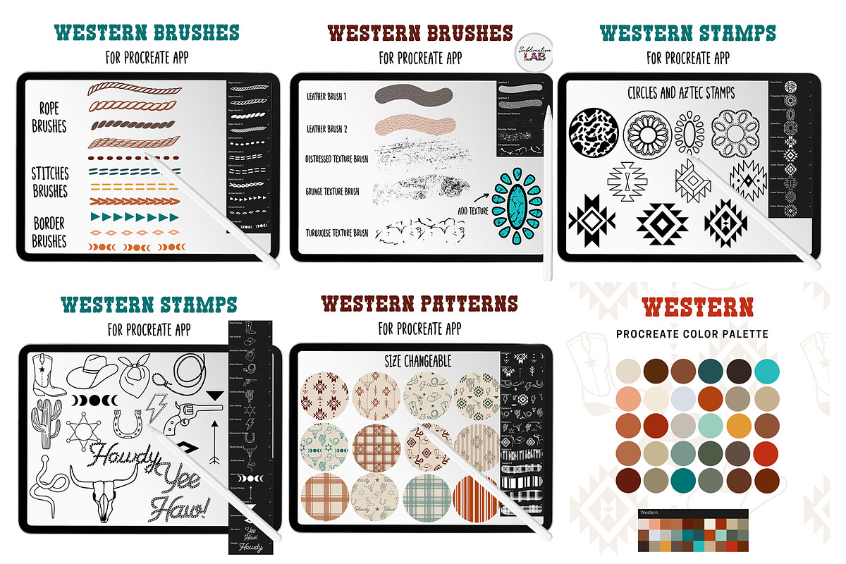 Western Procreate Bundle Brushes, a Brush Add-On by Brush Lab (Photo 3 of 9)