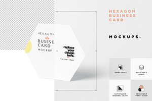 Hexagon Business Cards Mockups