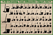 50 Cleaning Tool Silhouette Set, an Illustration by BIPLOB EXPERT (Thumbnail 1 of 4)