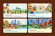 30 Famous US & European Cities, a Transportation Illustration by Vectors Market (Thumbnail 2 of 10)