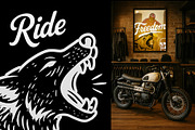 Moto - 14 retro motocycle graphics, an Object Graphic by Super Hello (Thumbnail 4 of 4)