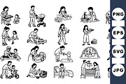 Child Care Activity Clipart Set, an Illustration by designvectx (Thumbnail 1 of 3)