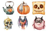 Watercolor Creepy and Cozy Halloween, an Illustration by Daily.Designs (Thumbnail 3 of 4)