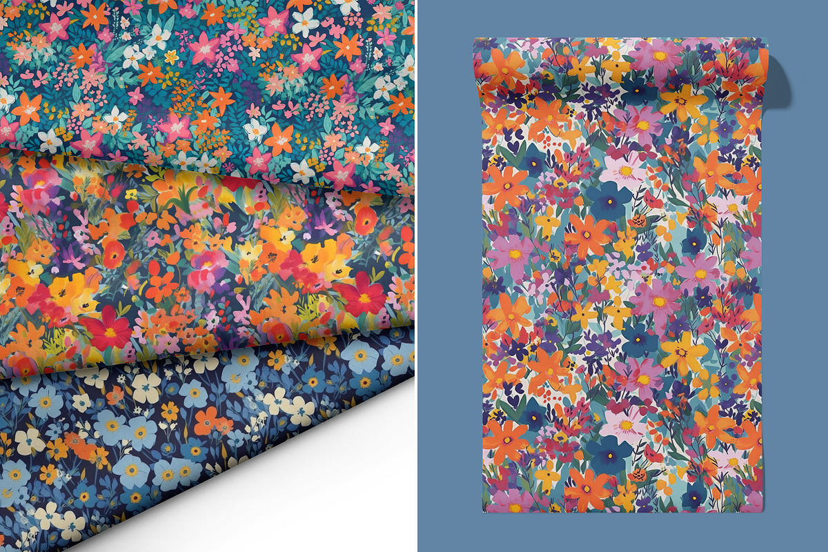 6 Whimsical Floral Seamless Patterns, a Pattern Graphic by Ninterints (Photo 9 of 14)