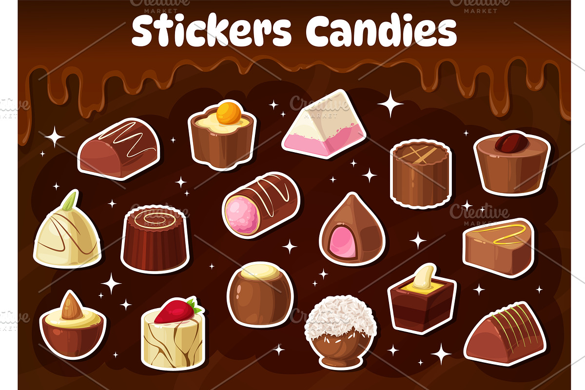Chocolate candy stickers pack, a Food Illustration by Buch&Bee