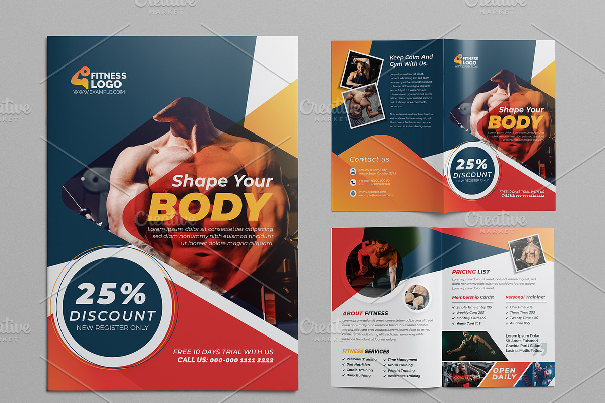 Fitness Bifold Brochure Template, a Brochure Template by Cristal Pioneer (Photo 1 of 4)