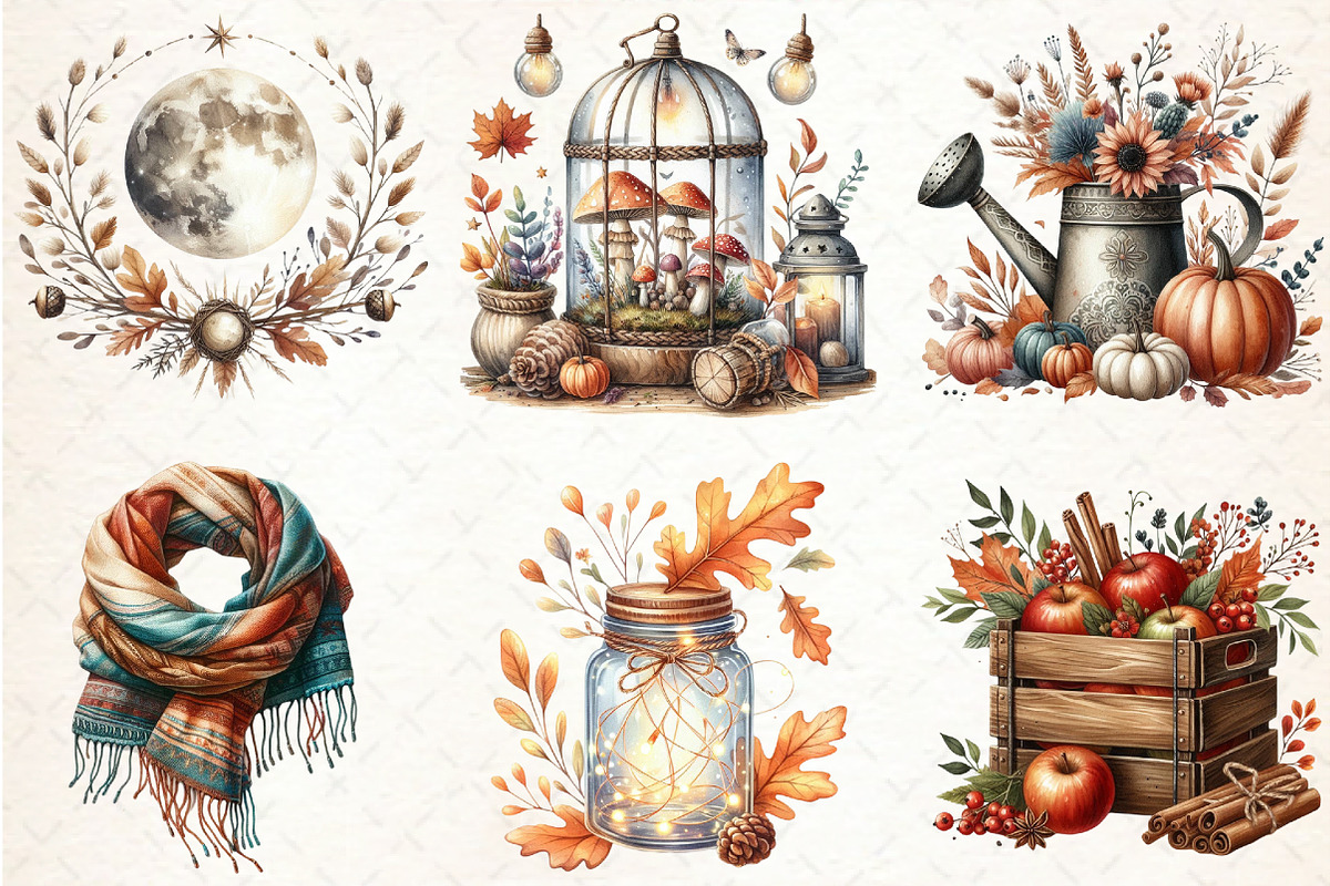 Boho Autumn Clipart, an Illustration by Libby Wishes (Photo 2 of 6)