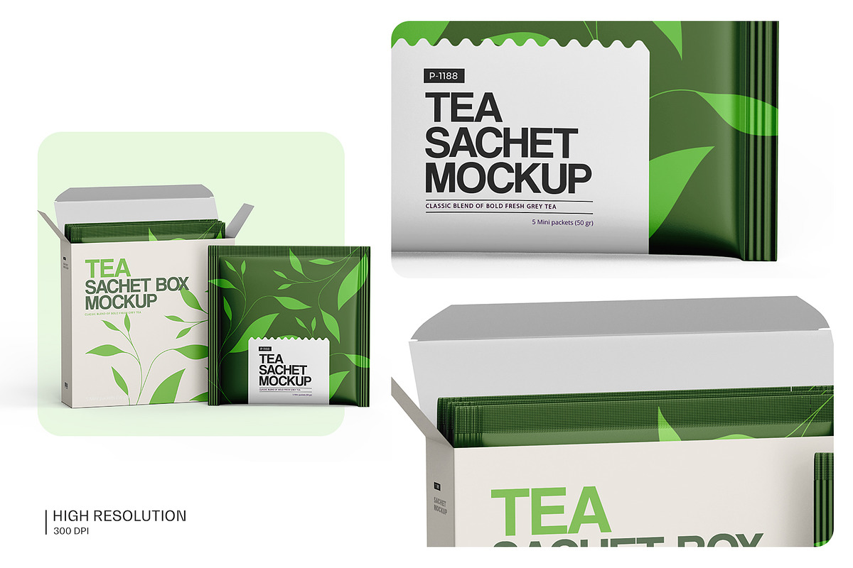 Tea Sachets with Box Mockup, a Packaging Mockup by Ram Studio (Photo 16 of 27)