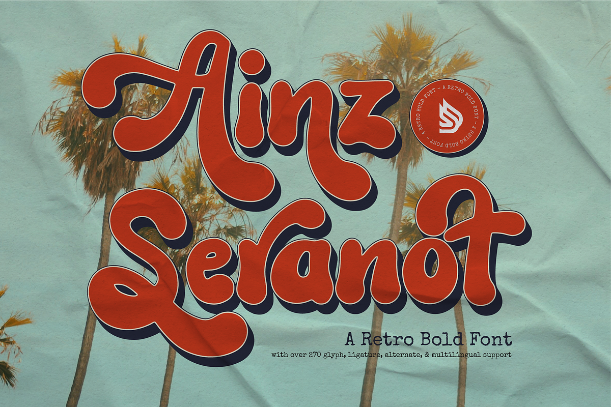 Ainz Seranot | Retro Bold Font, a Font by Denustudios (Photo 1 of 12)