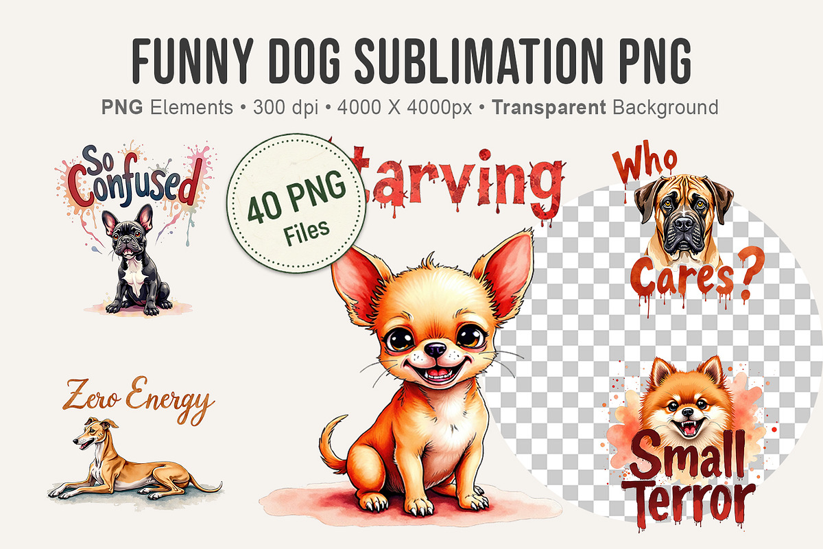 Funny Dog Sublimation PNG, an Illustration by Artnoy (Photo 1 of 8)