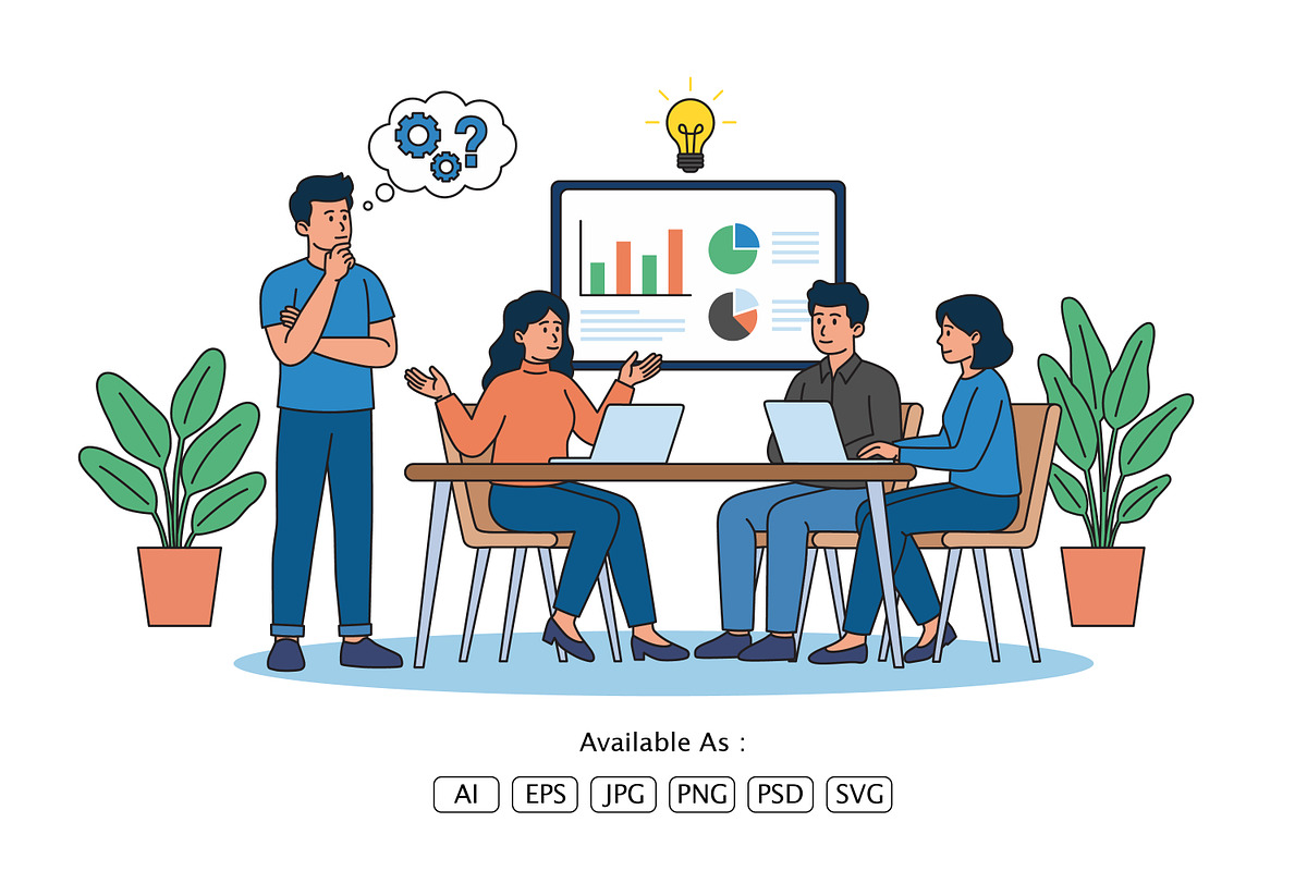 Business Team Meeting Illustration, a Work Illustration by Partikusi Design (Photo 2 of 3)