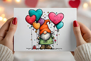 Watercolor Valentine Gnome Clipart, an Illustration by Canvas Craft (Thumbnail 5 of 6)