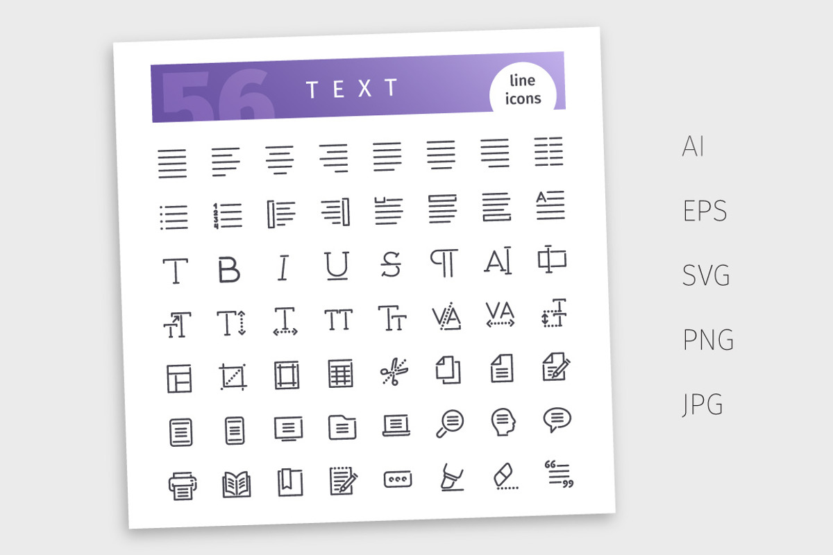 Text Line Icons Set, an Outline Icon by Voysla's Shop (Photo 4 of 4)