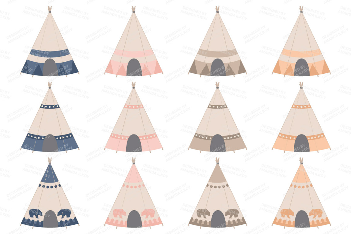 Navy & Blush Tribal Clip Art, an Illustration by Amanda Ilkov (Photo 3 of 4)