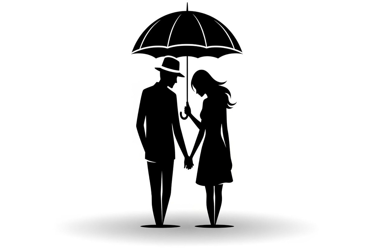 50 Couple Umbrella Silhouette Bundle, an Illustration by Designs_River (Photo 14 of 51)