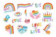 LGBT stickers with rainbow flags set, an Object Illustration by Good Studio (Thumbnail 2 of 5)
