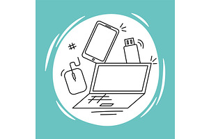 laptop phone and usb, a Technology Illustration by studiogstock