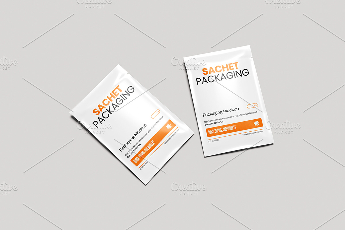 Sachet Packaging Mockup, a Packaging Mockup by Gatamotion (Photo 2 of 5)