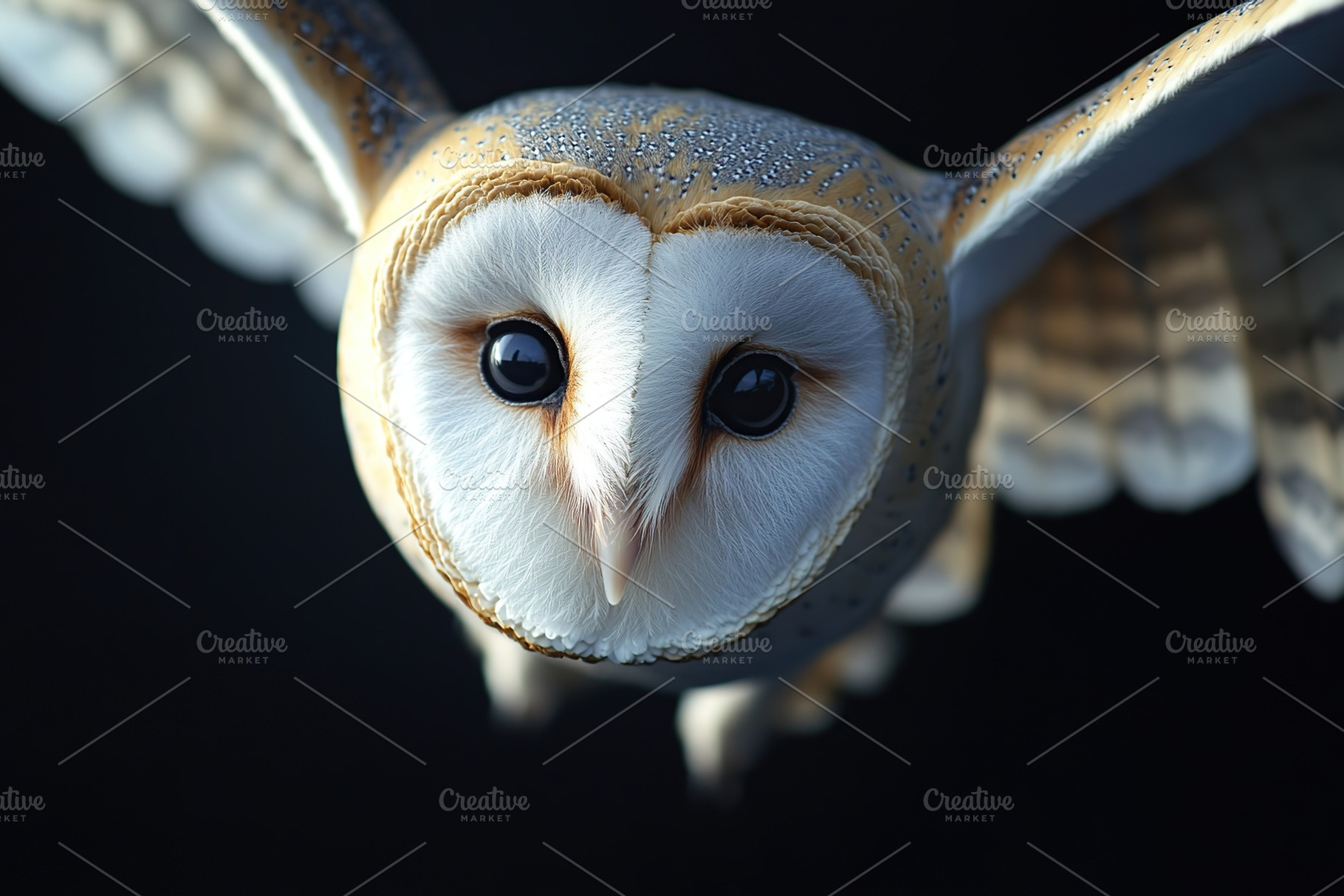 Beautiful owl flying with outstretched wings, an Animal Photo by AlyaAnd