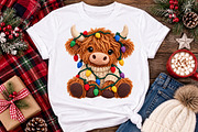 Knitted Christmas Highland Cow PNG, a Seasonal Illustration by Watercolor design (Thumbnail 3 of 3)