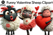 Funny Valentine Sheep Clipart, an Illustration by Daily.Designs (Thumbnail 1 of 5)
