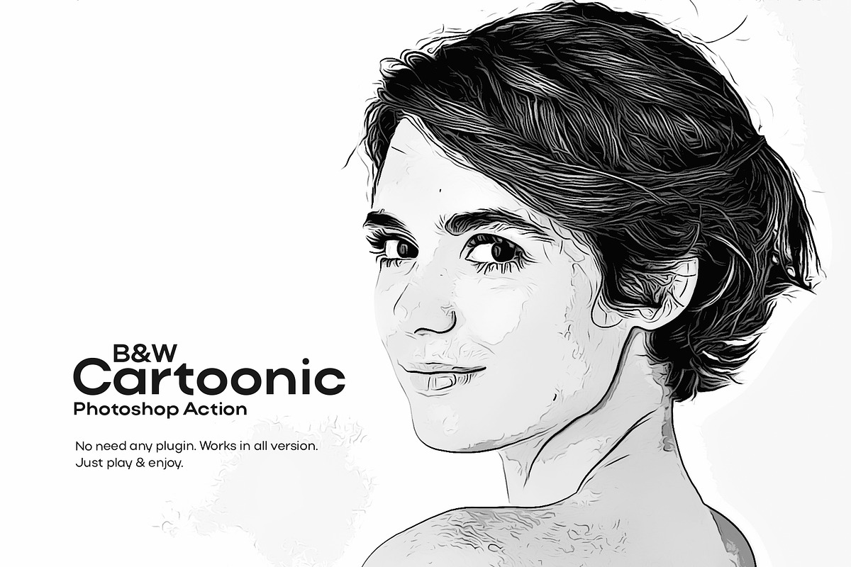 B&W Cartoonic Photoshop Action, an Action Add-On by DesignCave (Photo 1 of 5)