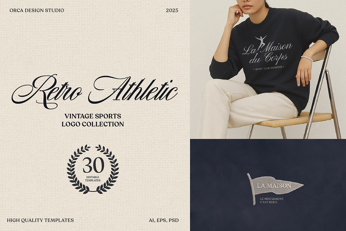 Retro Athletic Logo Kit - EPS, PSD, a Branding & Logo Template by Orca Design (Photo 1 of 13)