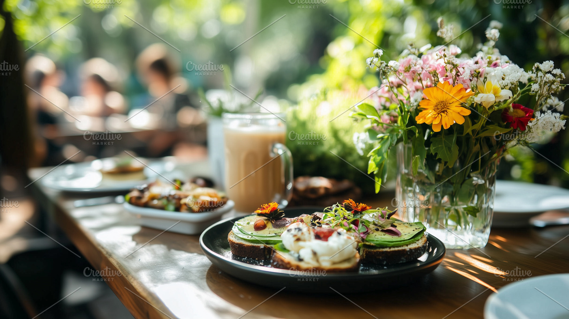 Vibrant outdoor brunch with toast, a Food & Drink Photo by MistyDay