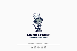 Monkey Chef Simple Mascot Logo, a Branding & Logo Template by Artnivora.Std