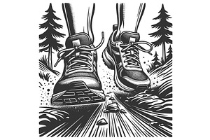 Running Shoes Trail Outdoor Fitness, a Sport Illustration by AlexArt