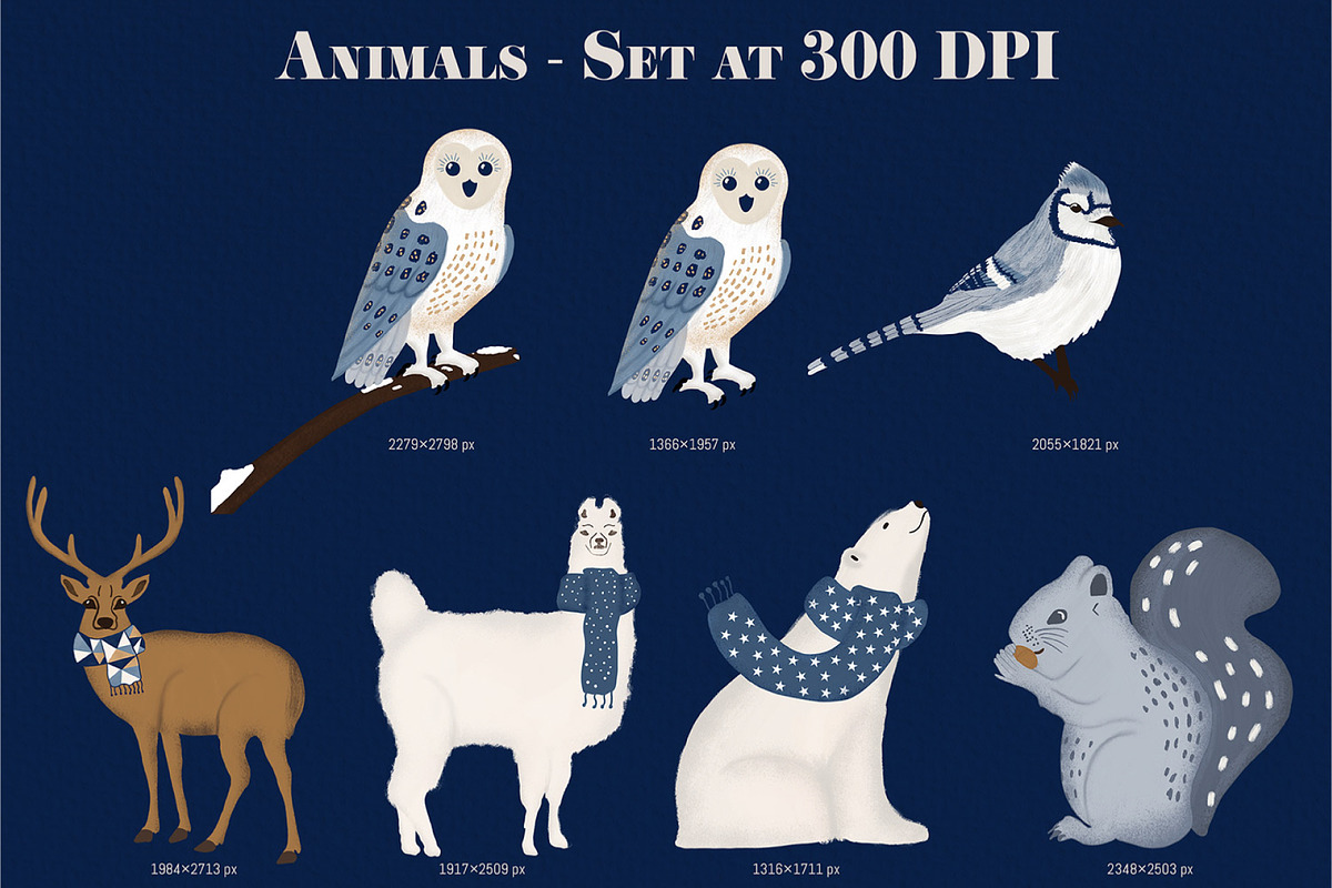 Blue & Gold Christmas Clipart, an Animal Illustration by The Audacious Brush (Photo 5 of 16)
