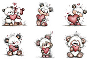 Whimsical Panda Valentine Clipart, an Illustration by CraftArtStudio (Thumbnail 6 of 6)