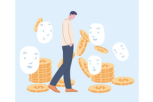 Artificial world of rich man. Fake, a Person Illustration by Valerie Bodnar