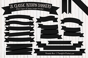Black Ribbon Banner Clipart, an Illustration by Amanda Ilkov (Thumbnail 1 of 4)