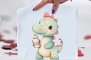 Watercolor Baby Dino Clipart Bundle., an Illustration by SVGArt (Thumbnail 4 of 9)