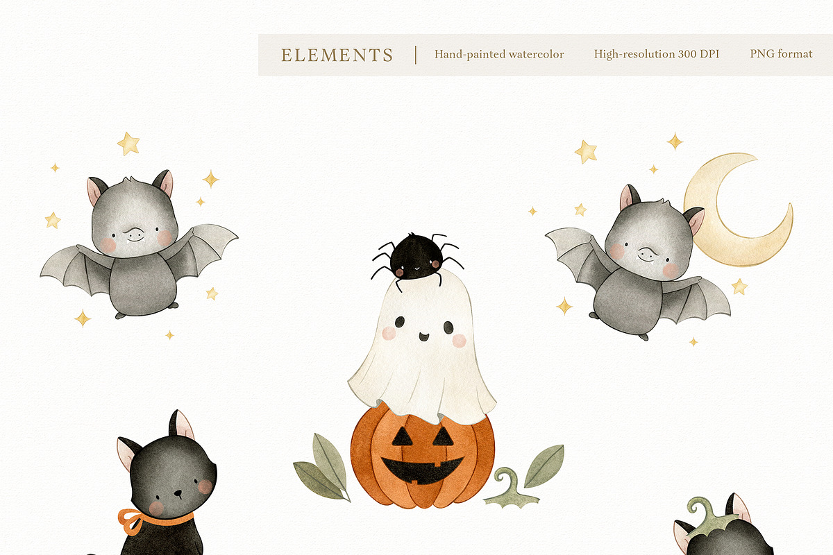 Watercolor Cute Halloween Set, a Decorative Illustration by Carol Lozove (Photo 6 of 26)