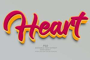 Heart PSD 3D Editable Text Effect