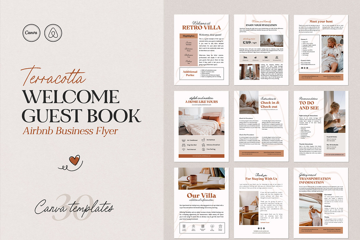 Airbnb Welcome Guest Book Canva, a Presentation Template by Emmart Studio (Photo 1 of 6)