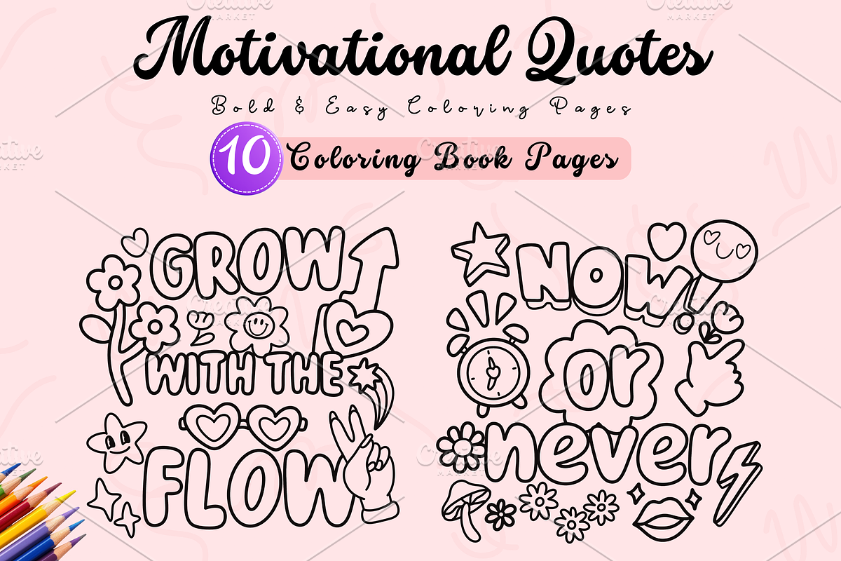 Motivational Quotes Coloring Book, an Education Illustration by Neon Studio (Photo 1 of 4)